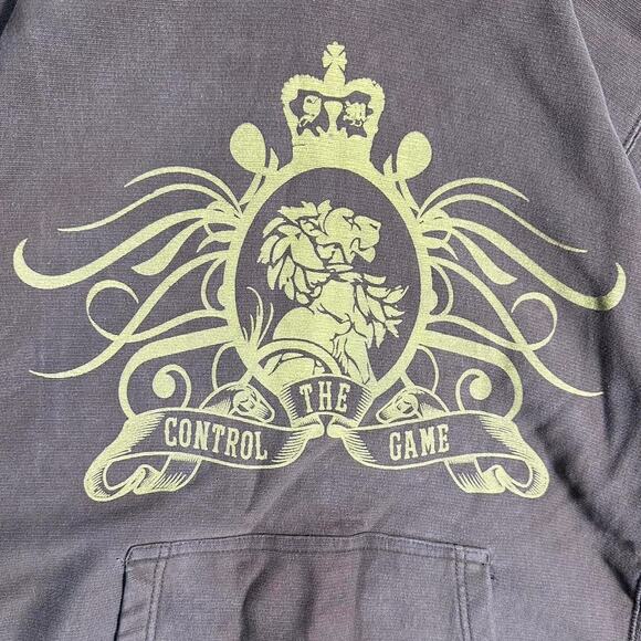 Vintage Y2K Skater Grunge Hoodie Mens Large Brown Tan Yellow Hooded Sweatshirt - Picture 3 of 5